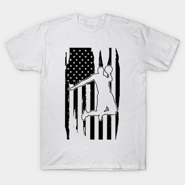 Basketball Player in American Flag T-Shirt by KC Happy Shop